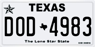 TX license plate DOD4983