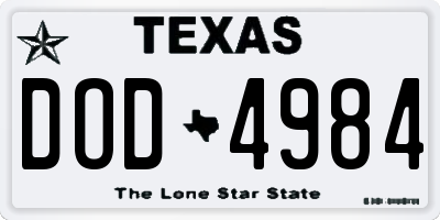 TX license plate DOD4984