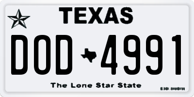 TX license plate DOD4991