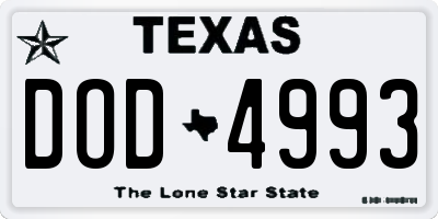 TX license plate DOD4993