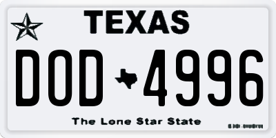 TX license plate DOD4996