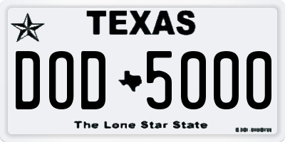 TX license plate DOD5000