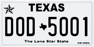 TX license plate DOD5001