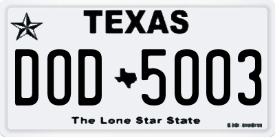 TX license plate DOD5003