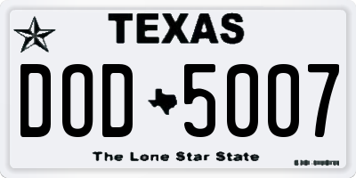 TX license plate DOD5007