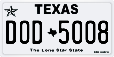 TX license plate DOD5008