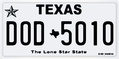 TX license plate DOD5010
