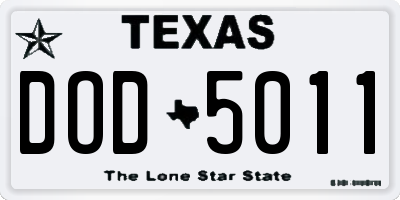 TX license plate DOD5011