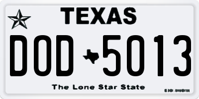 TX license plate DOD5013