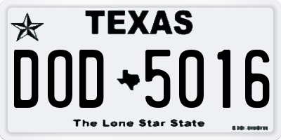 TX license plate DOD5016