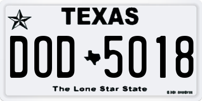 TX license plate DOD5018