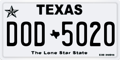 TX license plate DOD5020