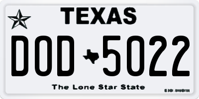 TX license plate DOD5022