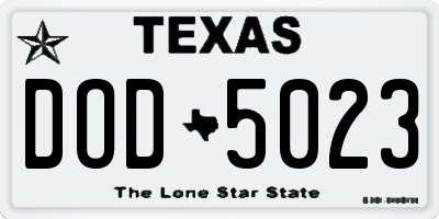 TX license plate DOD5023