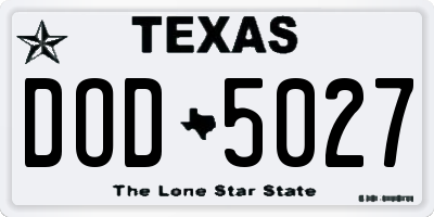 TX license plate DOD5027