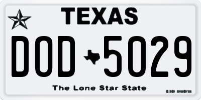 TX license plate DOD5029
