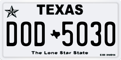 TX license plate DOD5030