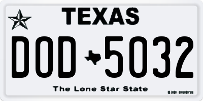 TX license plate DOD5032
