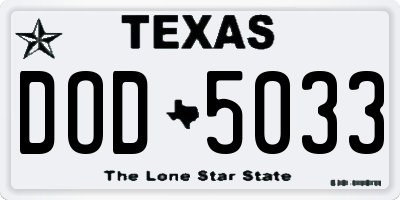 TX license plate DOD5033