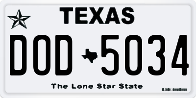 TX license plate DOD5034