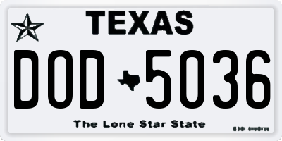 TX license plate DOD5036