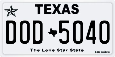 TX license plate DOD5040