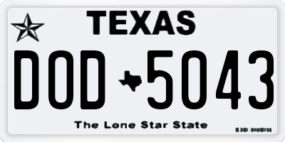 TX license plate DOD5043