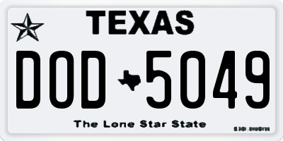TX license plate DOD5049