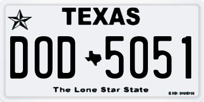 TX license plate DOD5051