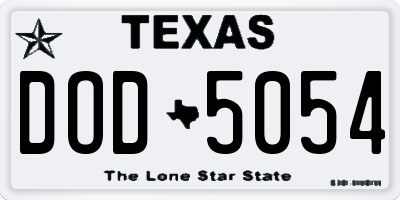 TX license plate DOD5054