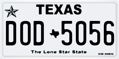 TX license plate DOD5056