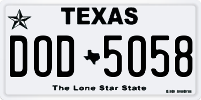 TX license plate DOD5058