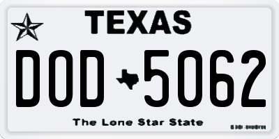 TX license plate DOD5062
