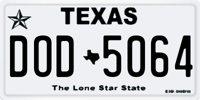 TX license plate DOD5064