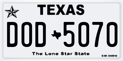 TX license plate DOD5070