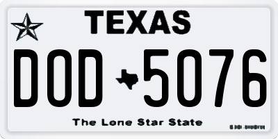 TX license plate DOD5076