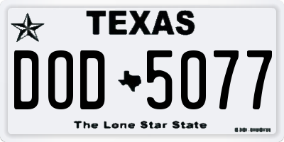 TX license plate DOD5077