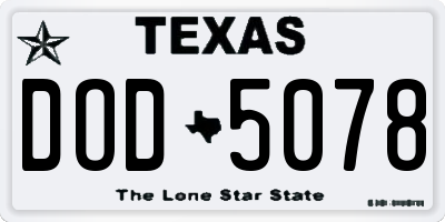 TX license plate DOD5078