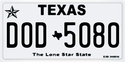 TX license plate DOD5080