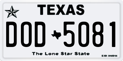 TX license plate DOD5081
