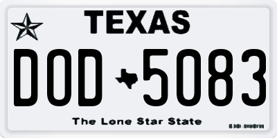 TX license plate DOD5083
