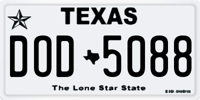 TX license plate DOD5088
