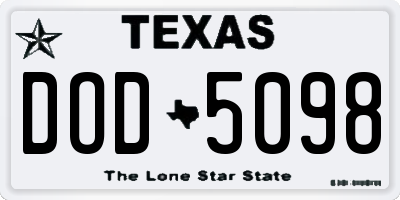 TX license plate DOD5098