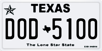 TX license plate DOD5100