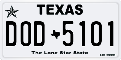TX license plate DOD5101