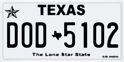 TX license plate DOD5102