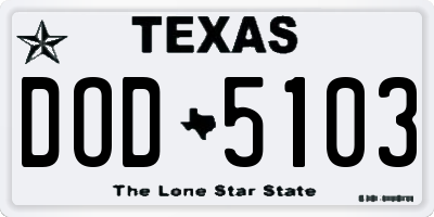 TX license plate DOD5103