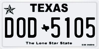 TX license plate DOD5105
