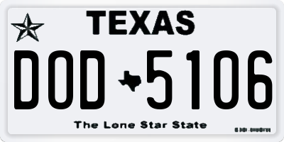 TX license plate DOD5106