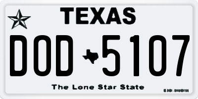 TX license plate DOD5107